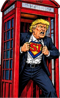the suit comes off in a phone booth, as is tradition